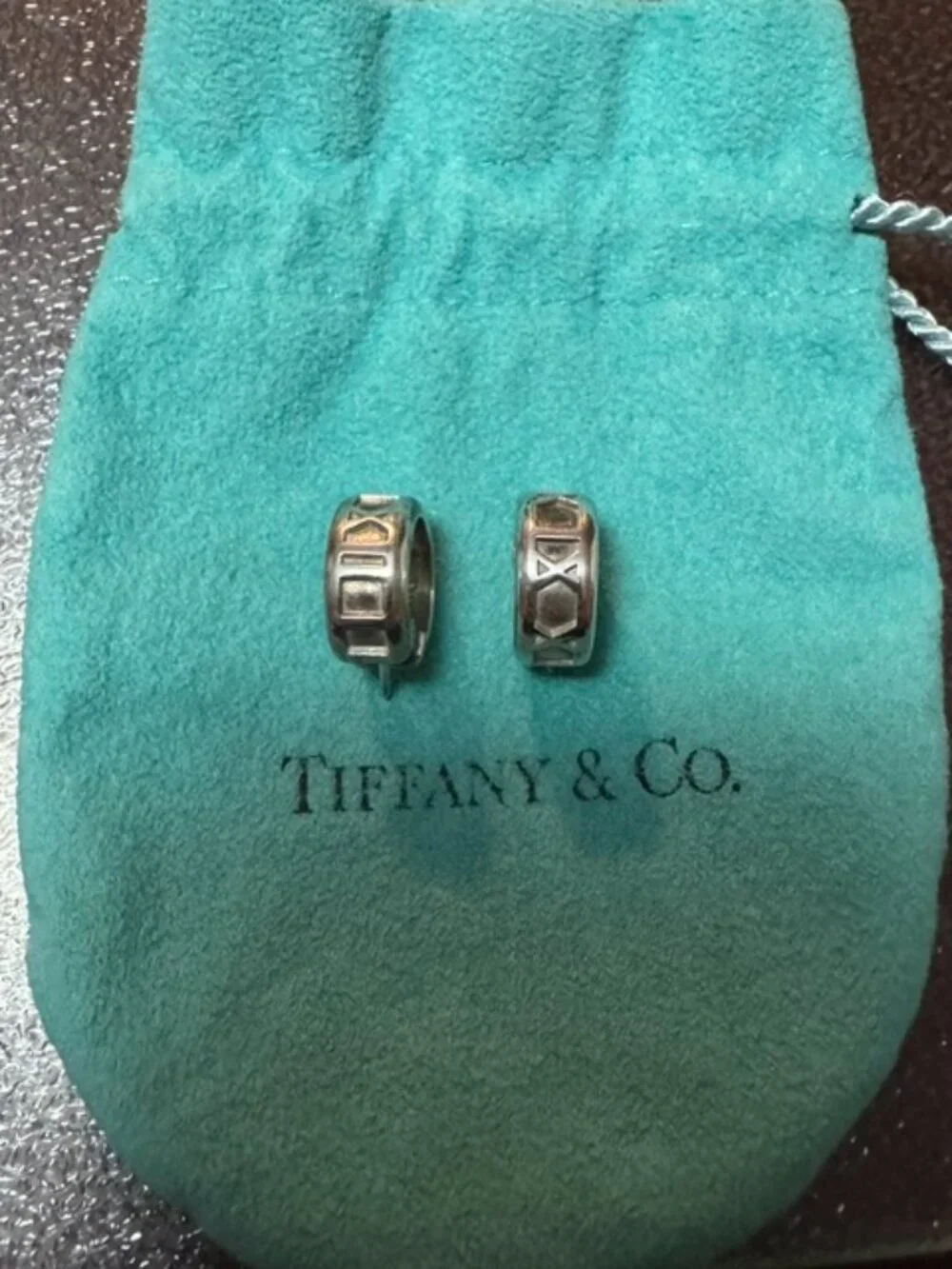 Tiffany & Co. Atlas X Hoop Earrings | Vintage 1995 | Sterling Silver 925 | Made - Picture 2 of 4